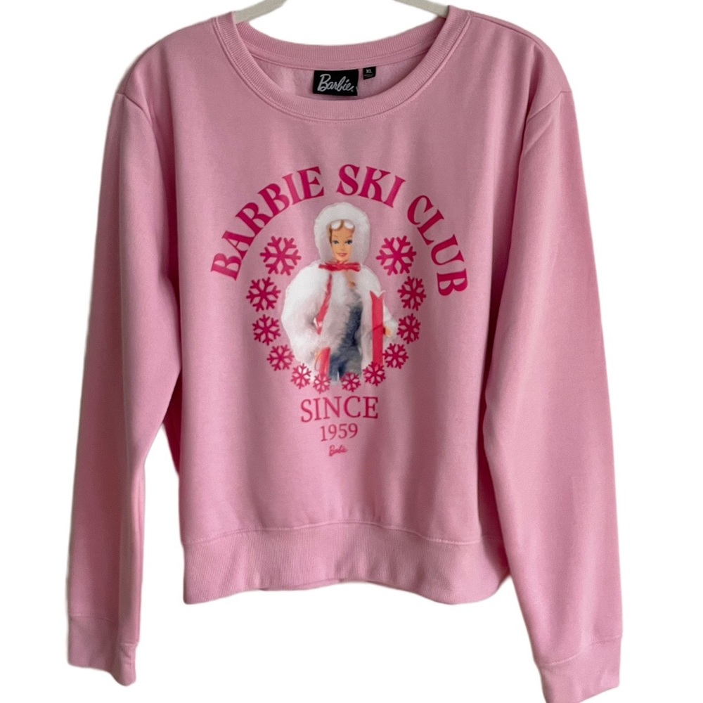 NWT Barbie b1959 Ski Club Winter Cozy Soft Fleece Lined Scoop Neck Swea…